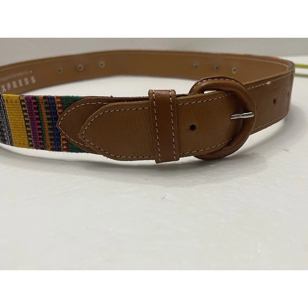 Express Multicolor Woven Concho Size Large 32 inch Leather Belt Colorful Western